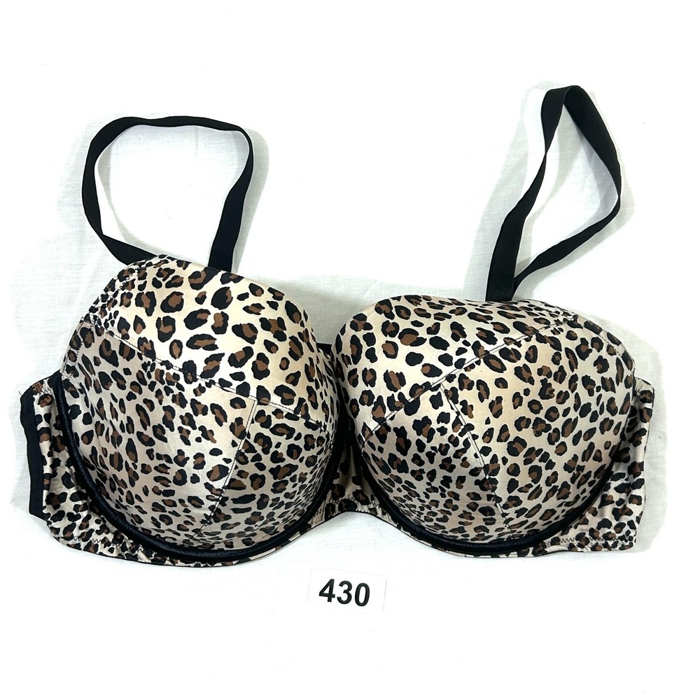 Cacique Under Wire Padded T-Shirt Bra 44DD Adjustable Straps Cheetah Print